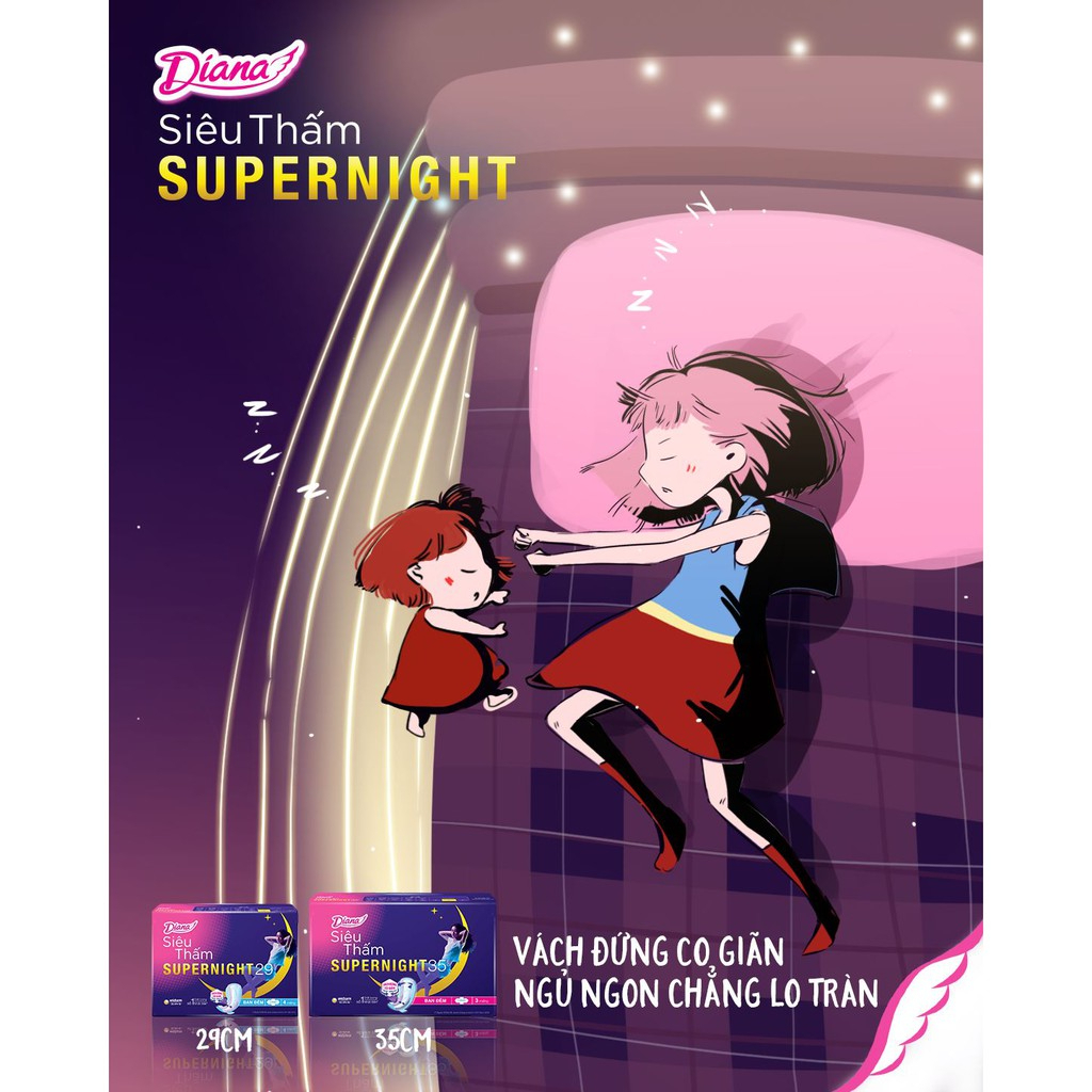 Ảnh Băng vệ sinh ban đêm Diana siêu thấm Supernight 35cm gói 12 miếng 1