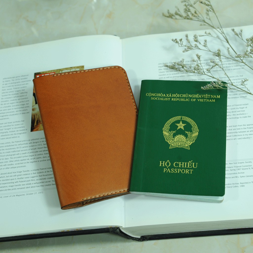 Mino Crafts - Ví da bọc hộ chiếu - Da bò nhập khẩu - Đồ da Handmade - Bìa sổ