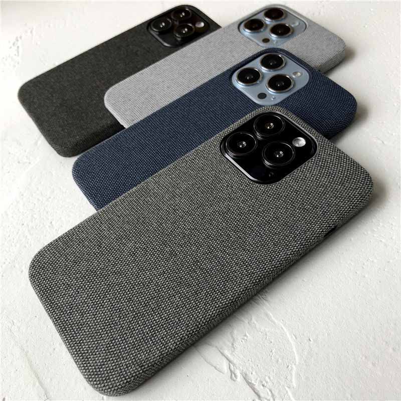 Siêu mỏng Vải lanh cotton chống trượt Họa tiết da PU Vỏ điện thoại cho iPhone 16 Pro Max 15 14 Plus 13 12 Pro Max 13Pro 14Pro 12Pro 15plus Vỏ mềm chống trượt