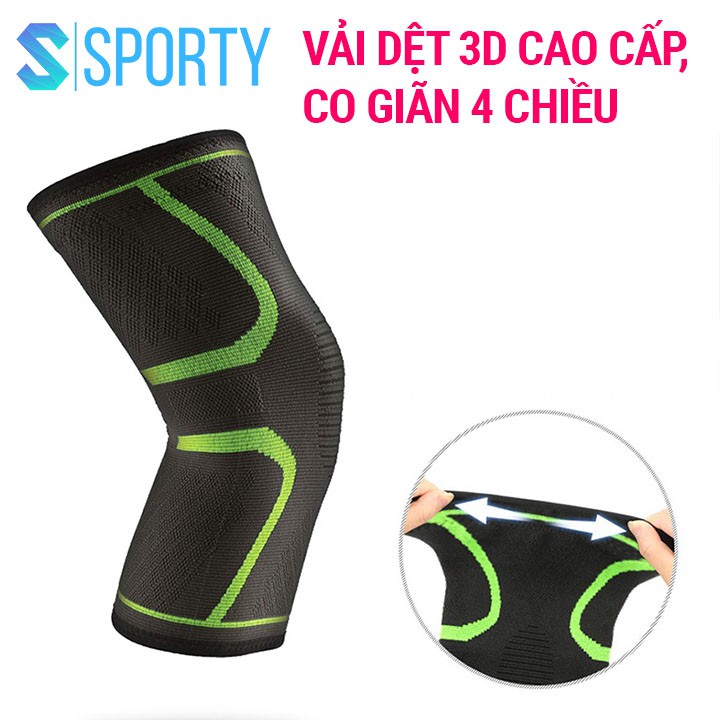 Băng quấn gối bảo vệ cơ đùi, tránh chấn thương 1123 chất liệu vải dệt 3D co giãn, thoáng khí SPORTY