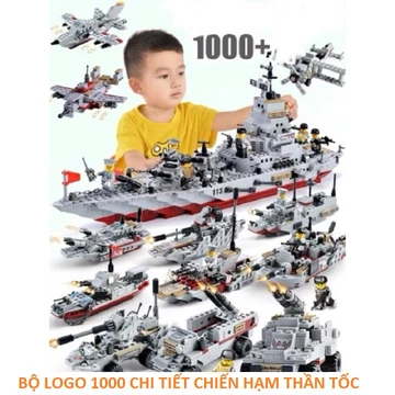 LEGO TÀU CHIẾN, LEGO MÁY BAY, LEGO TRỰC THĂNG 8 TRONG 1 Bộ xếp hình tàu sân bay quân sự kích thích trí não.