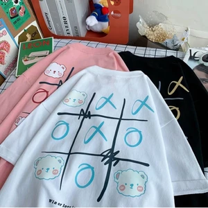 Áo thun unisex nam nữ đẹp form rộng màu trắng hồng đen - caro xoxo gấu