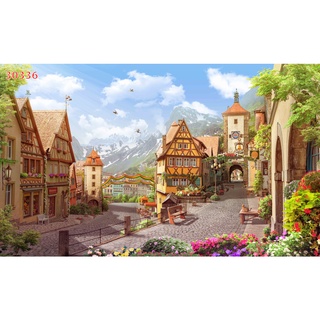 Tranh dán tường Quán Cafe, Trà Sữa, Trang Trí Cửa Hàng 3D khổ lớn
