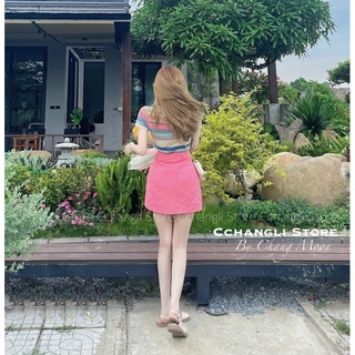 Áo len kẻ mongtoghi cổ vuông phối màu cực xinh AL16