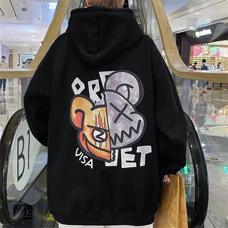 Áo Khoác Hoodie Lót Nỉ Tay Dài Dáng Rộng In Chữ Phong Cách Mỹ Thời Trang Thu Đông Cho Cặp Đôi Cỡ M-8XL