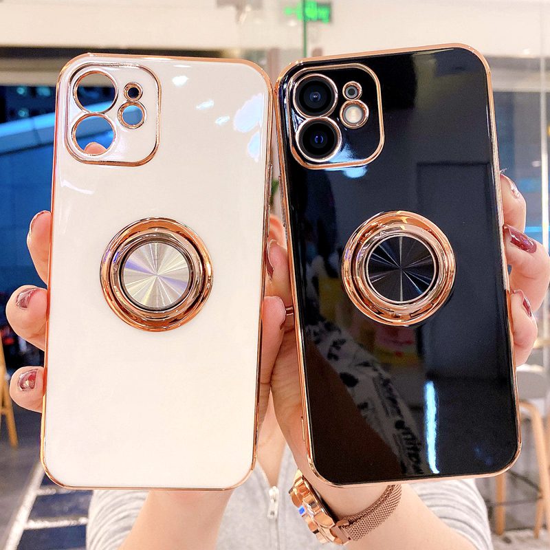 Ốp Điện Thoại Mềm Kẹo Vuông Cho iPhone 17 Pro Max 16 Nhẫn Đứng Silicon Chống Sốc 15 Pro MAX Cover