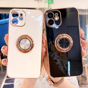 Ốp Điện Thoại Mềm Kẹo Vuông Cho iPhone 17 Pro Max 16 Nhẫn Đứng Silicon Chống Sốc 15 Pro MAX Cover