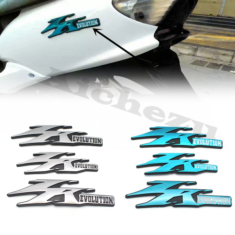 Acz Xe Máy 3D Stereo Dán Đề Can Xe Tay Ga Thân Fairing Xanh Dương / Chrome Miếng Dán Cho Yamaha JOG ZR Evolution
