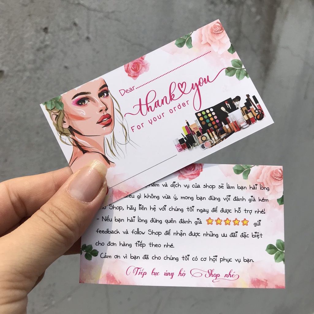(NEW) 100 THẺ CẢM ƠN, Thiệp cám ơn, Thankyoucard cho shop bán hàng online bìa cứng  Size 9x5.4cm