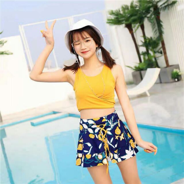 (XẢ LỖ )Bikini 3 mảnh váy tết dây xinh xắn cho bạn gái đi biển mã 2077