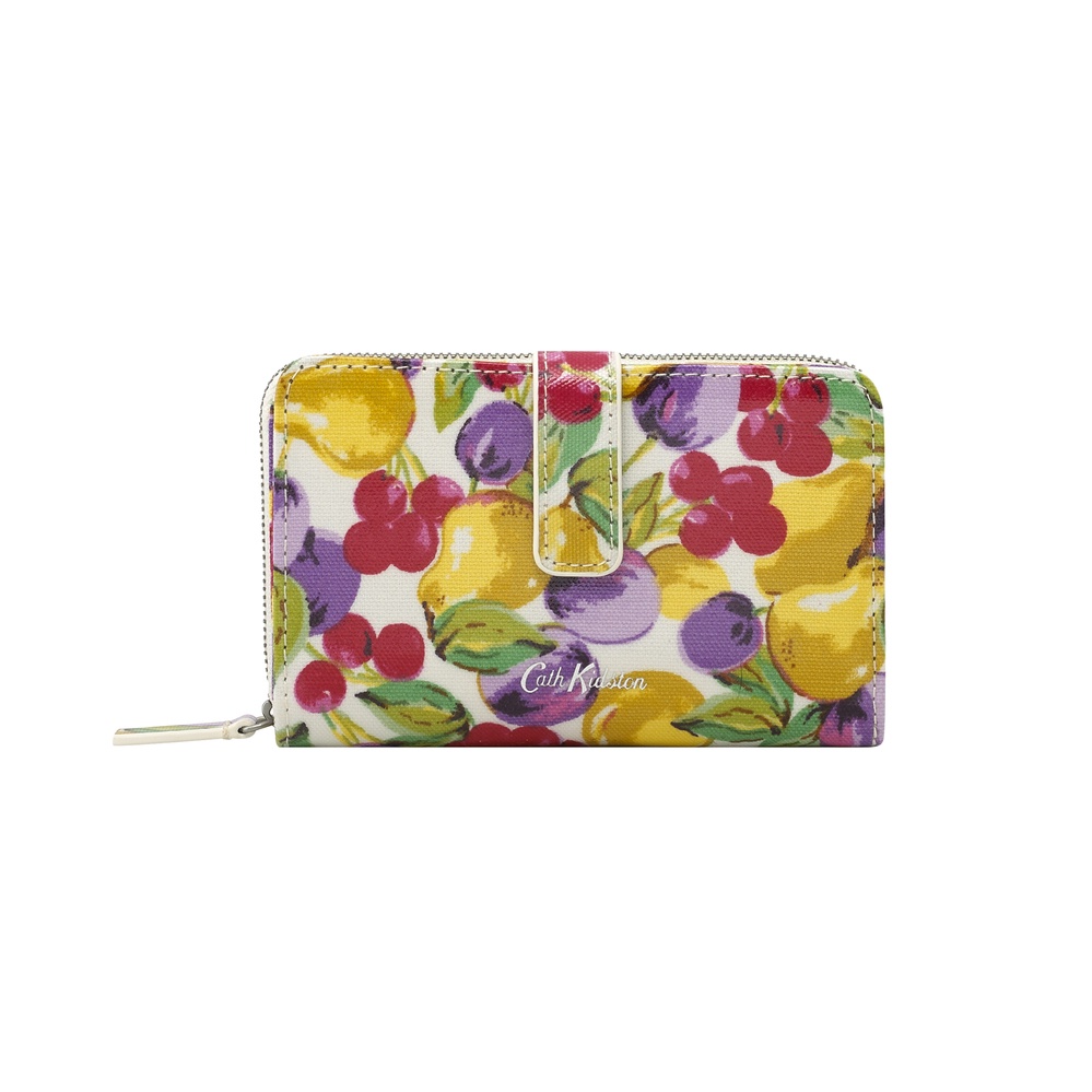 Cath Kidston - Ví cầm tay Folded Zip Wallet Small Painted Fruit - 1002539 - Warm Cream