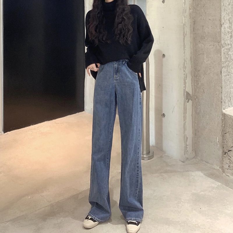 Ảnh Daduhey Quần Jeans Nữ Cạp Cao Ống Rộng Cá Tính 2