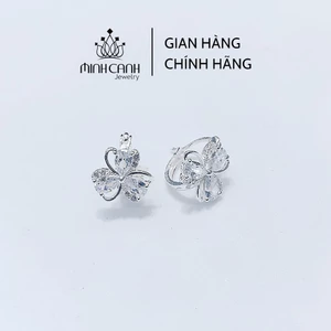Bông Tai Bạc Bấm 3 Đá - Minh Canh Jewelry