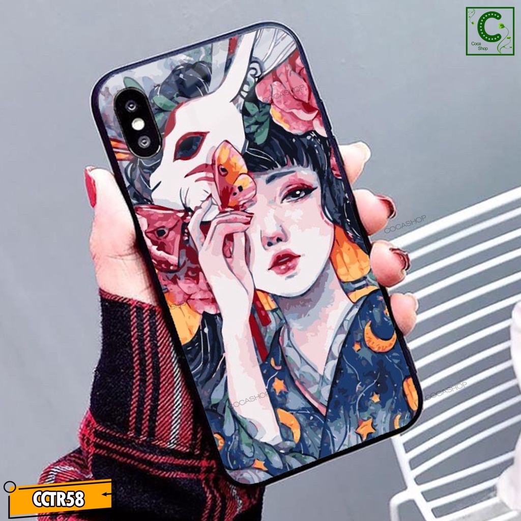Ốp iPhone Mặt Kính Nano Dẻo - Cô Gái Mang Vẻ Đẹp Trừu Tượng