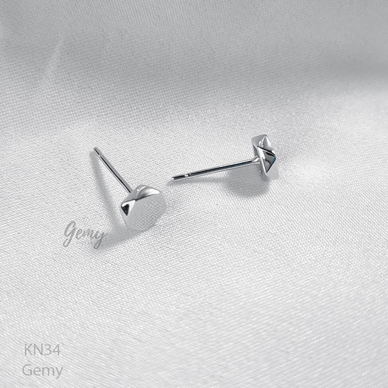 Khuyên tai nam bạc 925 màu đen lục lăng đơn giản, unisex (1 chiếc) | GEMY SILVER KN34