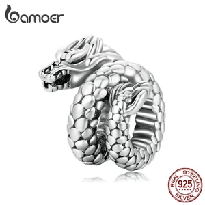 Vòng đeo tay BAMOER Bsc546 bạc thật 925 charm hình chú rồng đường kính 4.5mm thời trang diy