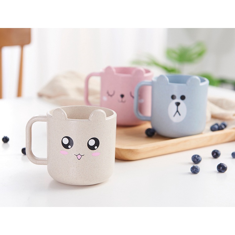 Cốc Uống Cà Phê Bằng Nhựa Rơm Lúa Mì Thân Thiện Với Môi Trường Có Tay Cầm Đơn Giản Dễ Thương