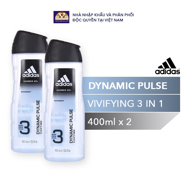 [Mã BMLTB35 giảm đến 35K đơn 99K] Combo 2 chai : Sữa tắm gội toàn thân Nam Adidas - Dynamic Pulse - 400ml