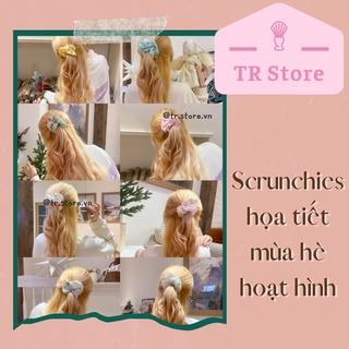 Scrunchies họa tiết mùa hè hoạt hình 1 lớp