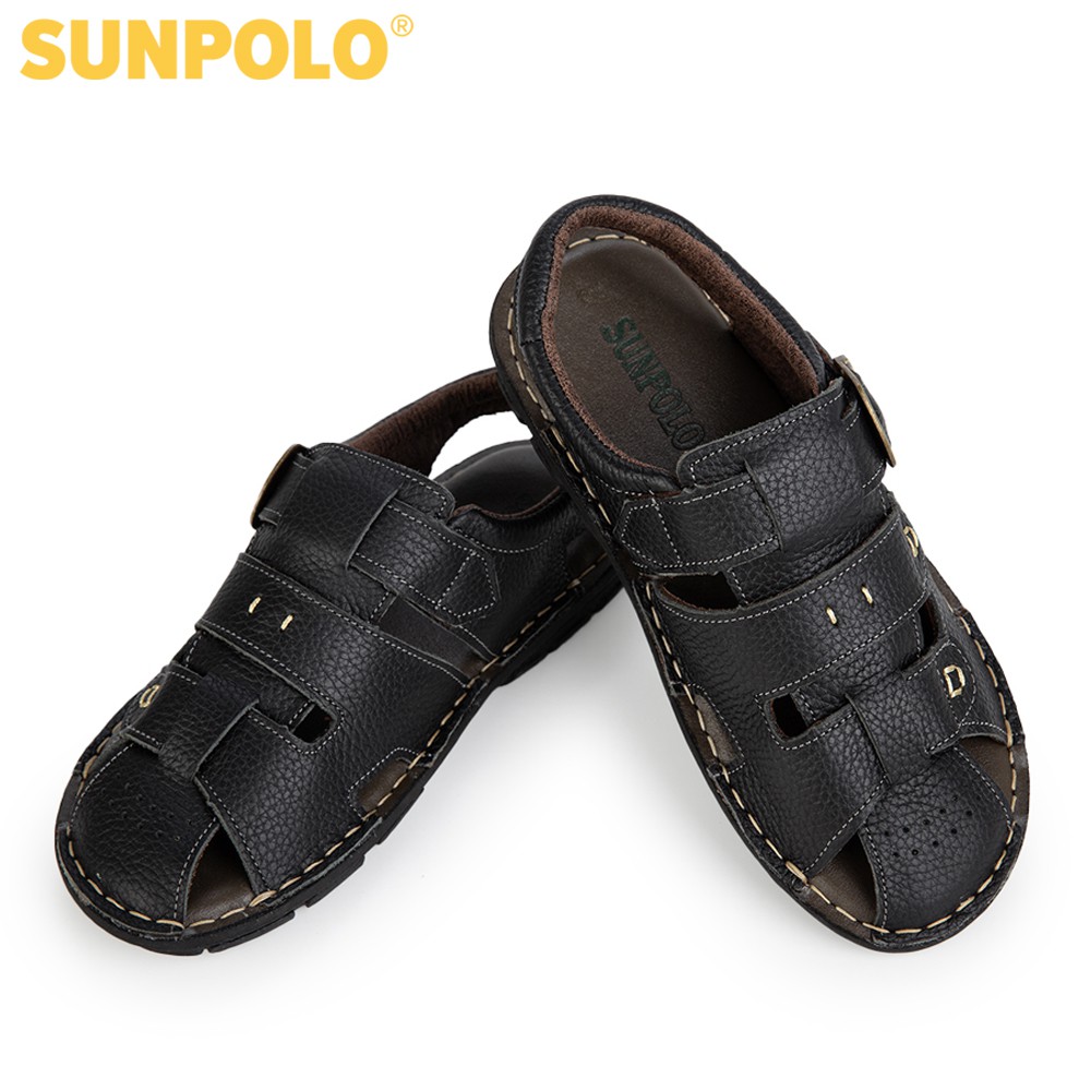 Ảnh Sandal Bít Mũi Nam Da Bò Cao Cấp SUNPOLO SDA020 Có Big size 44 45 4