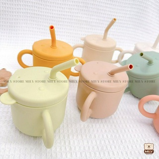 Cốc tập hút kèm 2 ống hút chính hãng Mily silicone cho bé từ 6 tháng