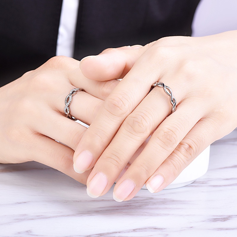 Nhẫn Xoắn Đơn Giản Thời Trang Lãng Mạn Có Thể Điều Chỉnh Cho Cặp Đôi
