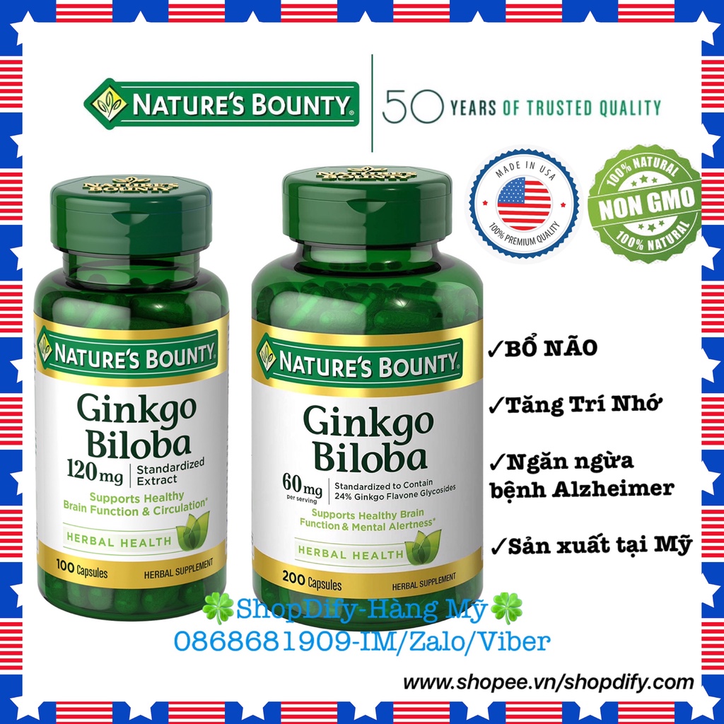 Thành phần chính của Ginkgo Biloba Nature\'s Bounty là gì?
