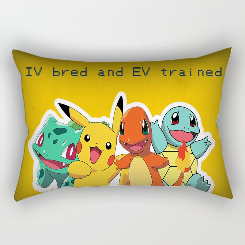 PS1 Pokemon Hoạt Hình Gối Anime Hình Chữ Nhật 30x50CM Sofa Phòng Ngủ Pikachu Tro Ketchum Trang Trí Da Đào Gối Cov