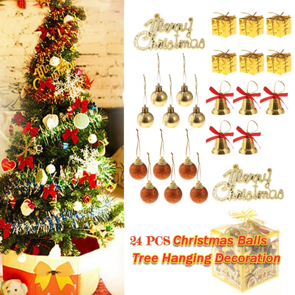 Set 24 phụ kiện treo cây thông noel trang trí nội thất dành cho ...