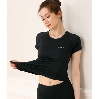 Áo thể thao cộc tay AO15 màu xám, màu đen phủ bụng phối lưới lưng tập gym,yoga...Hàng VNXK