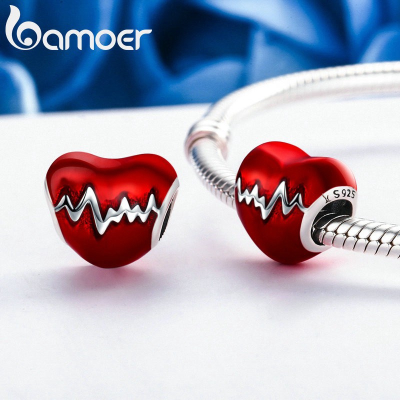 Mặt Làm Trang Sức Bamoer Hình Trái Tim Bằng Bạc 925