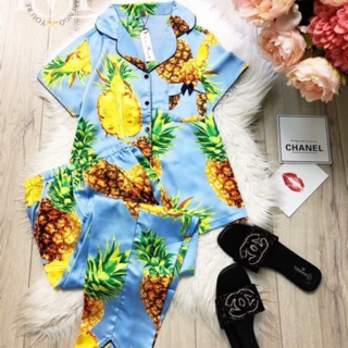 Đồ bộ pijama form lớn satin tay ngắn không nhăn không rút