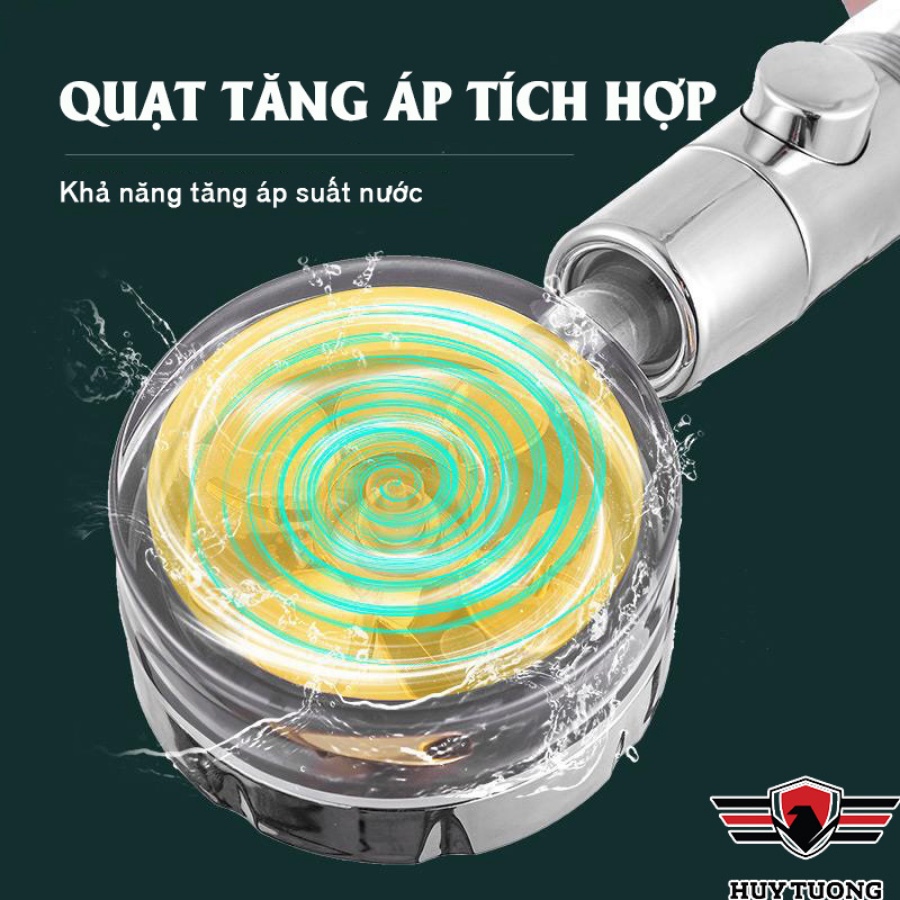 Ảnh Tay vòi sen tắm cánh quạt tích hợp xoay 360 độ, phím đẩy on/off thông minh - HUY TUONG 3