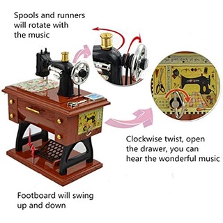 Máy may Treadle Hộp nhạc, Quà tặng âm nhạc cổ điển Đồ chơi giáo dục Trang trí nội thất Mô hình thời trang