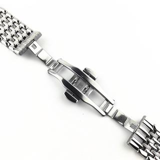 Dây đeo đồng hồ bằng thép không gỉ nguyên khối sang trọng 12mm 14mm 16mm 18mm Dây đeo đồng hồ 20mm 22mm Bạc Hồng Vàng Nam Nữ Kim loại 9 hạt Dây đeo đồng hồ được đánh bóng Vòng đeo tay Khóa bướm