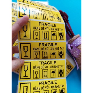 Combo 100 Tem Dán Cảnh Báo Hàng Dễ Vỡ Kích Thước 10,3x4cm có sẵn keo
