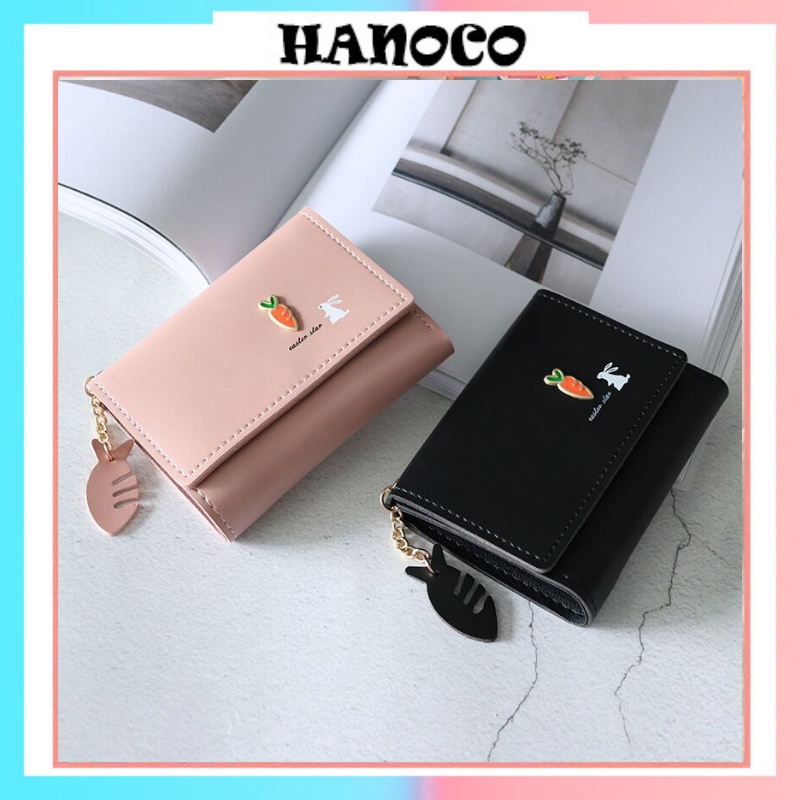 Ví nữ mini cầm tay nhiều ngăn dễ thương học sinh con thỏ cà rốt giá rẻ HANOCO