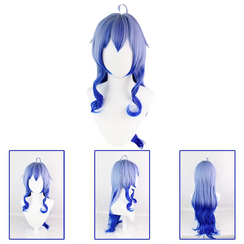 Tổng hợp Genshin Premium Impact Ganyu Blue Wig cho và Halloween Cosplay