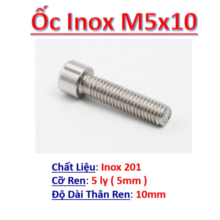 [20 cái] Ốc lục giác chìm 5ly, bulong (bu lông) inox 201 M5, vít chốt ...