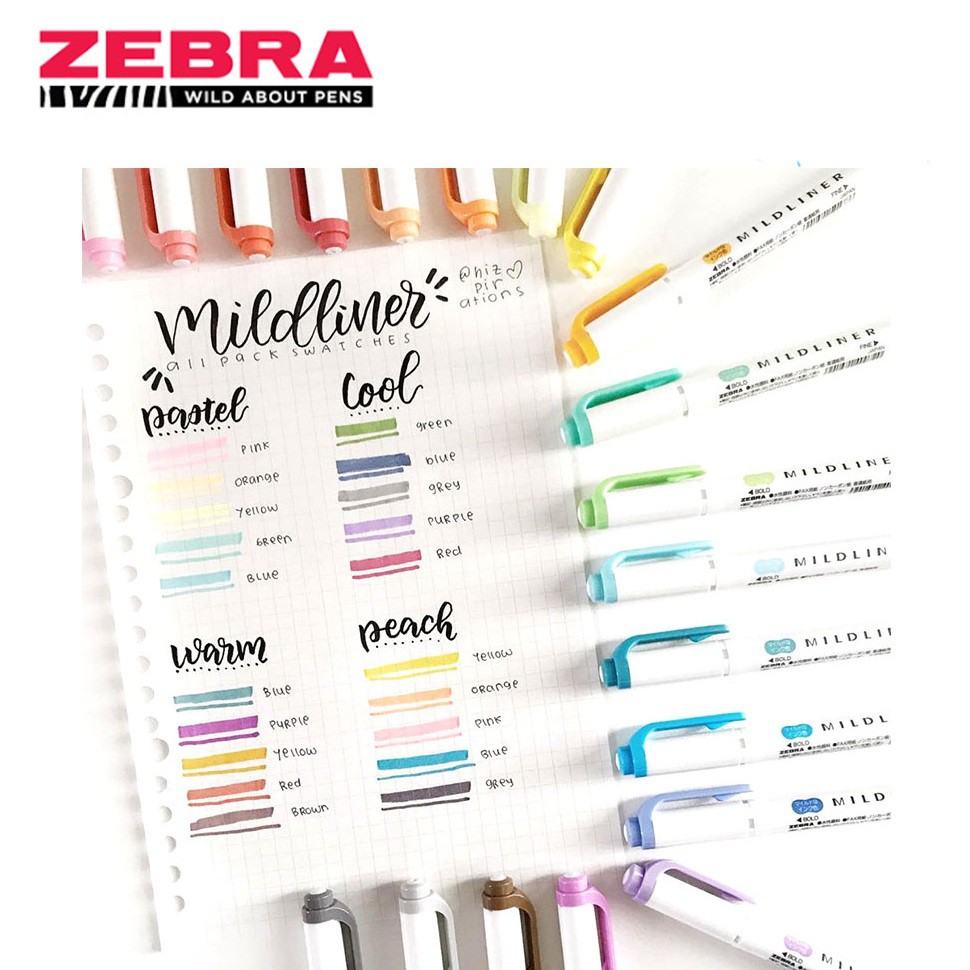 CHÍNH HÃNG) Set bút zebra mildliner chính hãng trang trí sổ tay ...