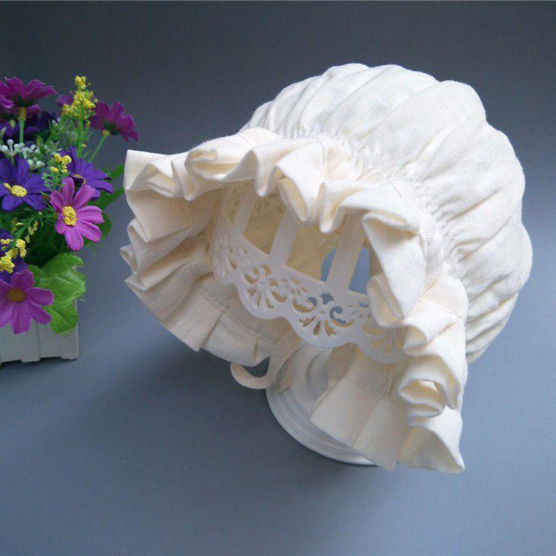 Mũ trùm đầu chất Cotton phối bèo phong cách Vintage cho bé