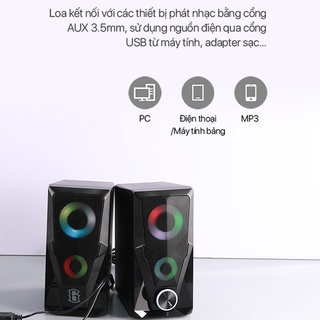 Loa máy vi tính mini ROBOT RS200 RS180 Hiệu Ứng Đèn LED - Âm Thanh Chất Lượng Cao