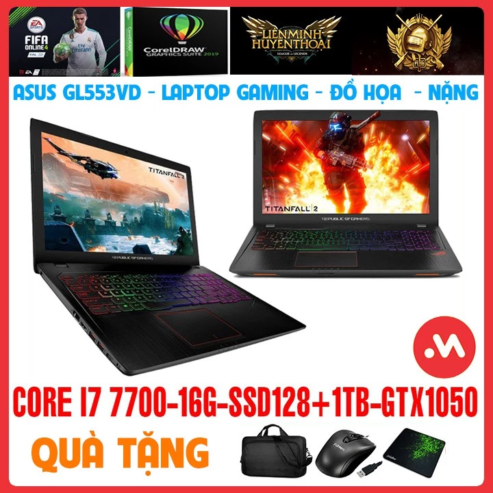 LAPTOP GAMING ASUS GL553VD I7 7700HQ, Laptop Cũ Gaming Đồ Họa Nặng - Hàng nhập khẩu USA