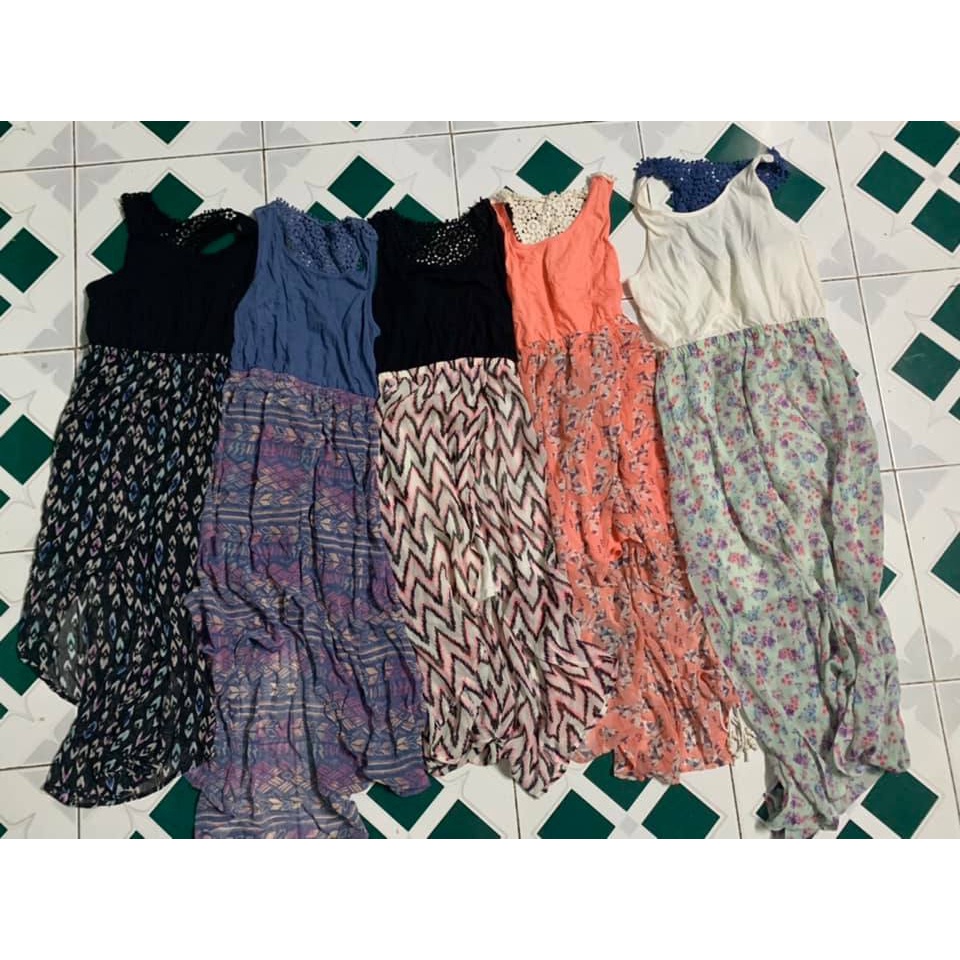 Đầm maxi vạt chéo bé gái xuất dư - nhiều màu