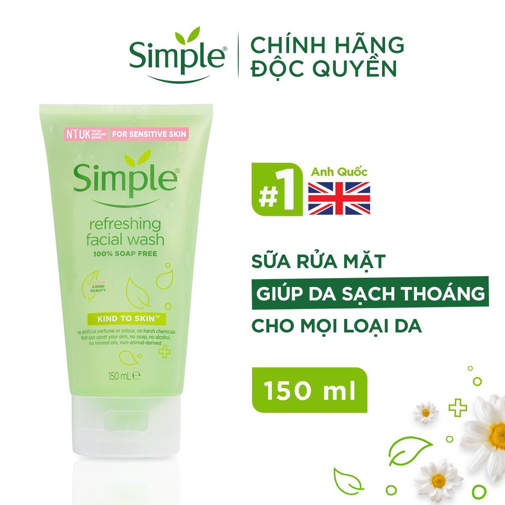 Ảnh Sữa Rửa Mặt Dưỡng Ẩm Cho Da Dầu Mụn Nhạy Cảm Simple Kind To Skin Refreshing Facial Wash 150ml 1