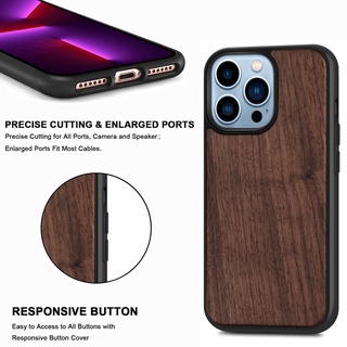 Ốp Điện Thoại Gỗ Tự Nhiên Khung TPU Cho iPhone 14 13 12 11 Pro Max 12 13 Mini