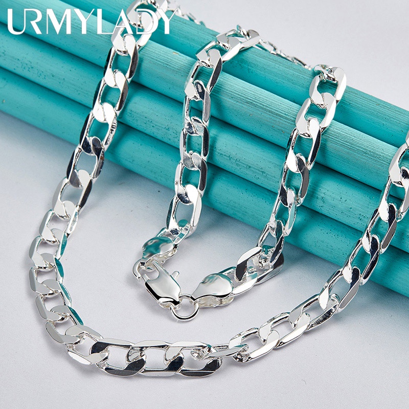 URMYLADY Bạc 925 8mm Mặt phẳng Dây chuyền quyến rũ 16 / 18 / 20 / 22 / 24 Inch Vòng cổ dành cho nữ Người đàn ông Tiệc cưới Trang sức tinh tế
