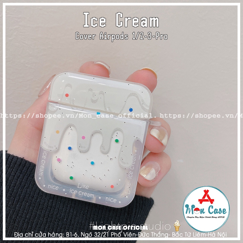 Case airpod 3 vỏ airpod 1 2 Pro Hình Ice Cream Kem Trắng - MON STORE ...