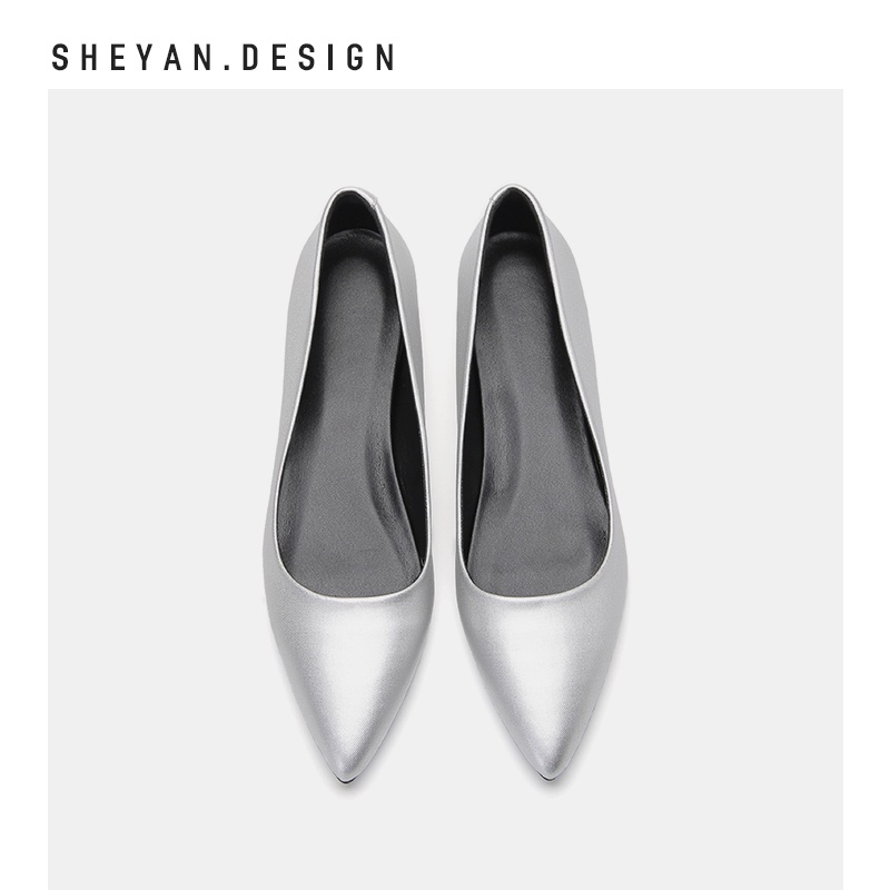 Size Lớn (31-45) Bạc Mũi Nhọn Giày Đế Bằng Nữ Giày Đế Bằng Miệng Nông Giày Muỗng Giày Size Lớn 45 44 43 Công Nhân Văn Phòng Chị Em