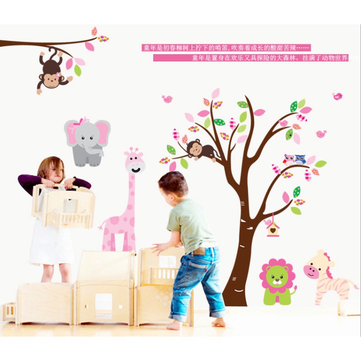 Decal dán tường Cây và Động Vật ( Hàng Cao Cấp )
